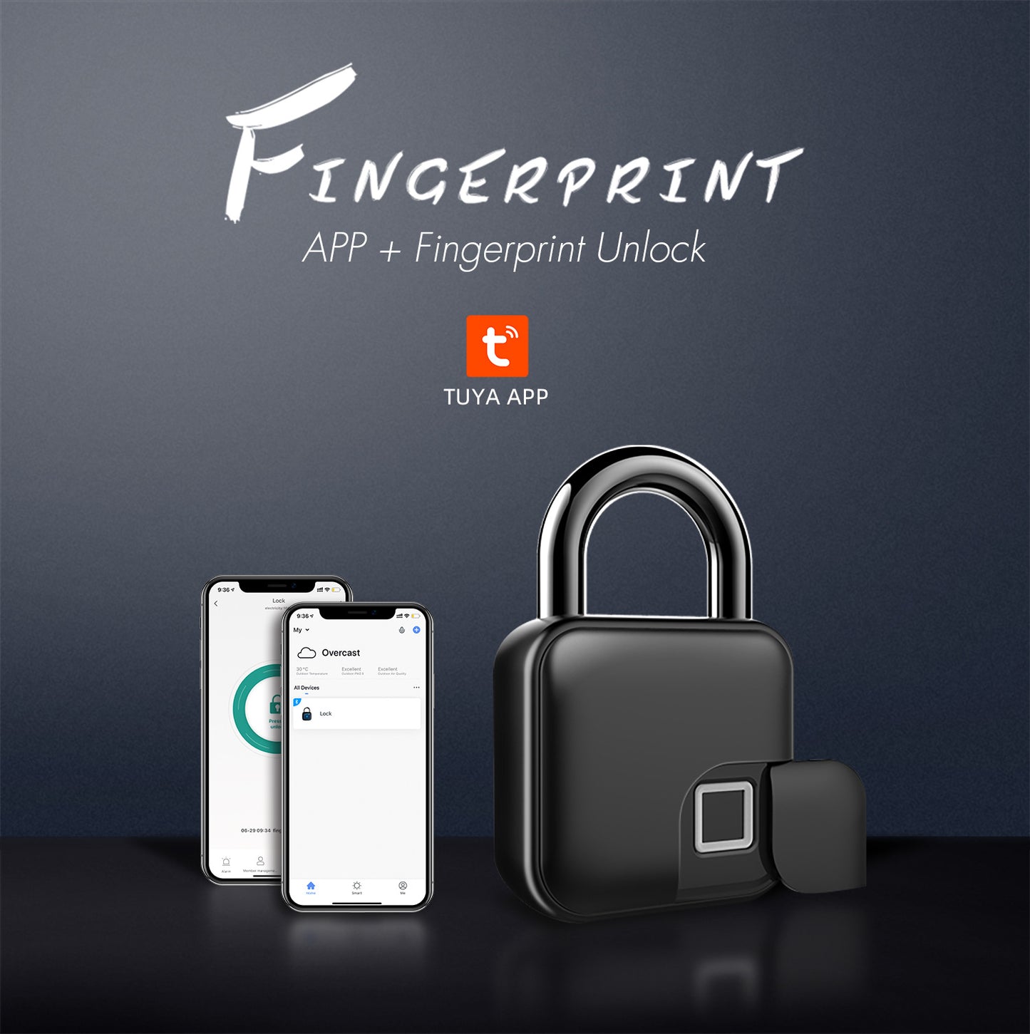 Smart Fingerprint Padlock Bluetooth Dorm Anti-Theft Lock Remote
